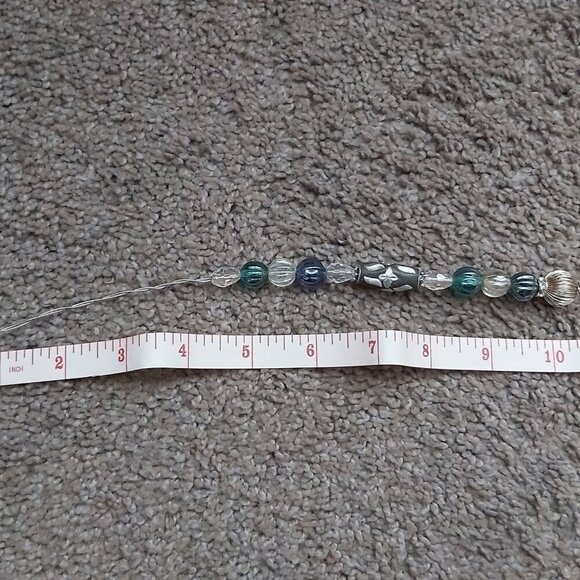 Handmade Glass & Metal Bead Caterpillar Plant Stake Decor - 11 Inches - Picture 3 of 3